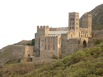 kloostri, häving, vana, Castle, Sant pere de rodes, Hispaania