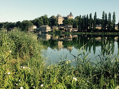 pilis, atspindys, Bretanė, vandens, veidrodis, Architektūra, upės