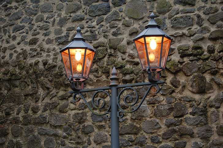 Стіна, цегельні, лампа, світло, Зовнішнє освітлення, електрична лампа, ліхтар