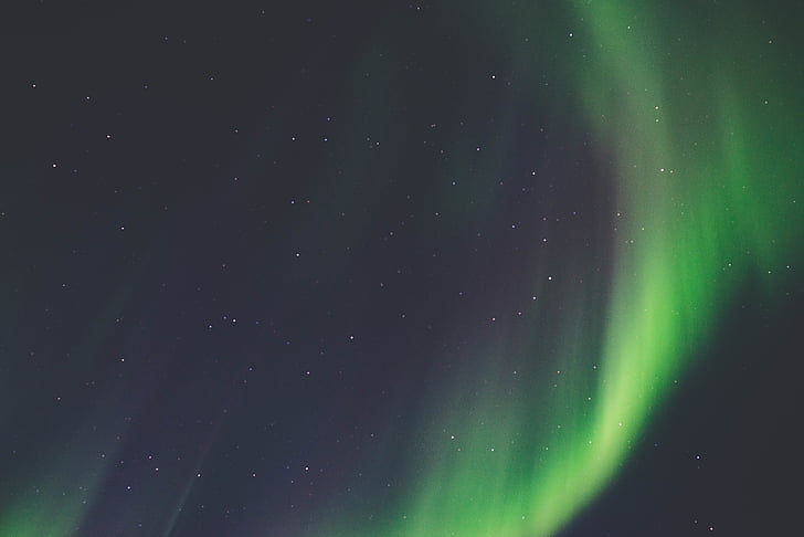 low, angle, photography, green, aurora, borealis, sky