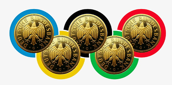 オリンピア, オリンピックの金目たる, 競争, ゴールド, ドイツの国旗, フラグ, ドイツ