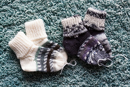 Sok, strikket, hånd arbejdskraft, baby, fødsel, tøj, opvarmning