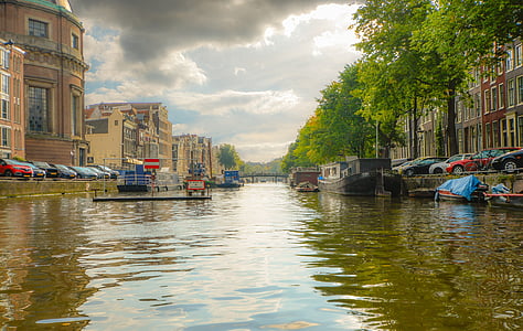 Amsterdam, kanál, Nizozemsko, loď, cestovní ruch, cestování, Holandština