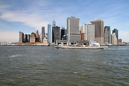 Manhattan, New york, urbain, paysage urbain, point de repère, Centre ville, New york skyline