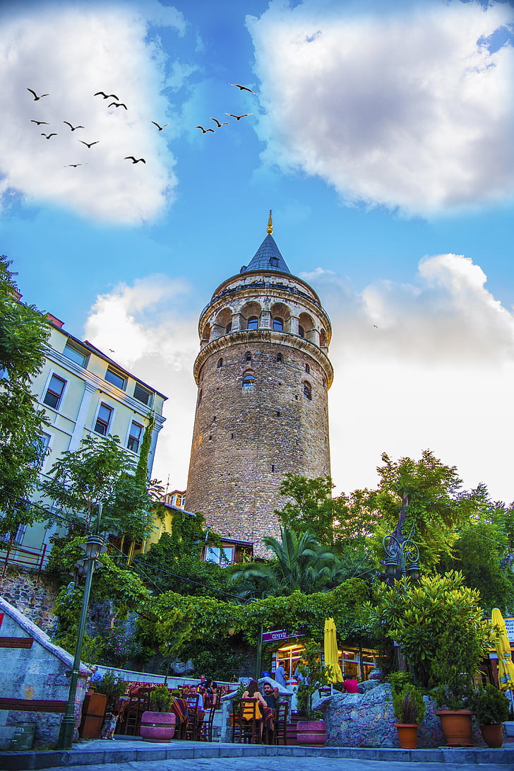 Wiev, věž, krajina, Istanbul, obloha, světlo, Turecko