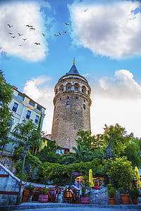 wiev, Menara, pemandangan, Istanbul, langit, cahaya, Turki
