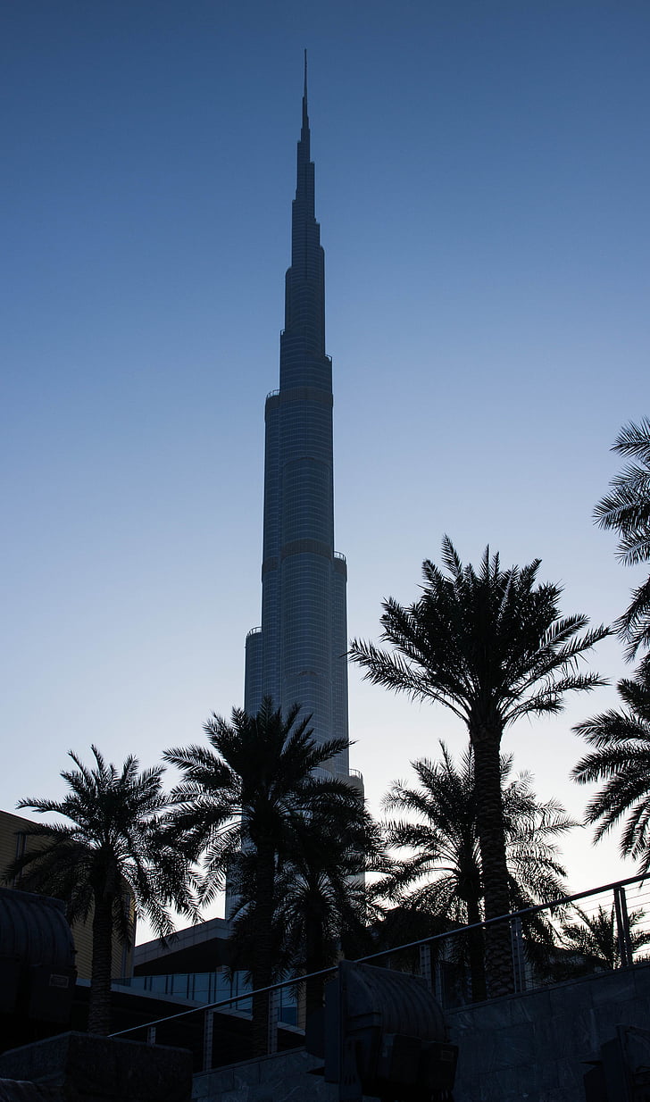 Burj khalifa, höchste Gebäude der Welt, Dubai, Wolkenkratzer, u ein e, Weltrekord, Palme
