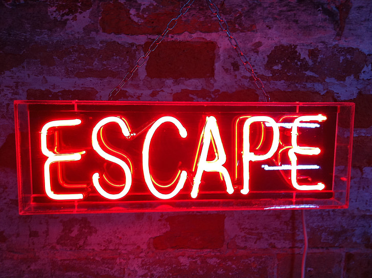 neon, escape, exit, departure