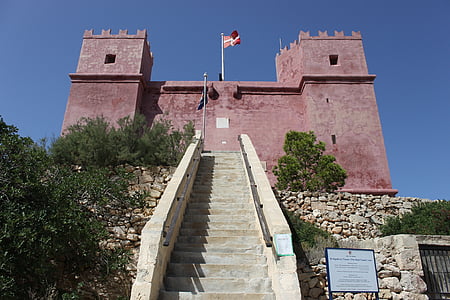lâu đài, màu đỏ, Malta, kiến trúc, thời Trung cổ, xây dựng, cũ