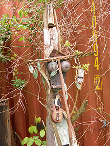 escultura, jardí, reciclat, creatiu, trobat, ferro, escultor