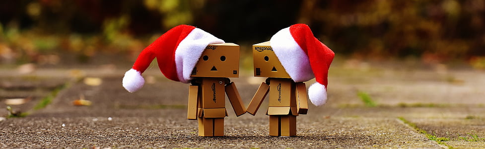 danbo, 크리스마스, 그림, 함께, 손에 손잡고, 사랑, 공생