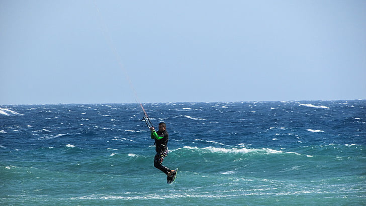 Kitesurfing, surfař, surfování, sportovní, extrémní, vítr, aktivita