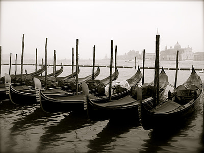 góndola, Venecia, Italia, agua, canal, arquitectura, reflexión