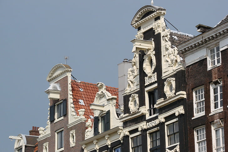 Amsterdam, huse, facader, Canal