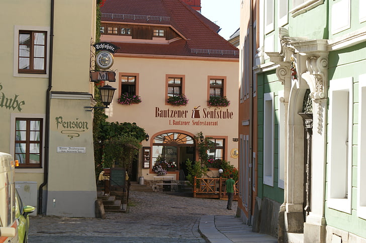 Bautzen, Vācija, pilsēta, ēkas, ēka, arhitektūra, krāsains