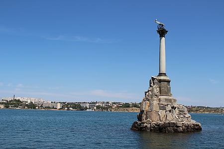Σεβαστούπολη, Ρωσία, Κριμαία, θάλασσες, λιμάνι, άγαλμα, μνήμη