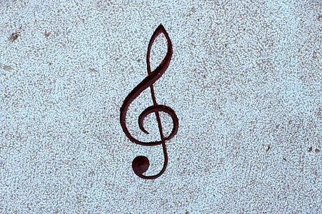 relief, stone, note, music, treble clef, clef