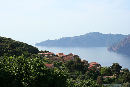 Korsikas, ainava, daba, kalns, jūra, vasaras