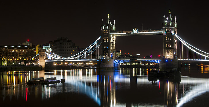 London bridge, noc, Londyn, Most, Anglia, Rzeka, Architektura
