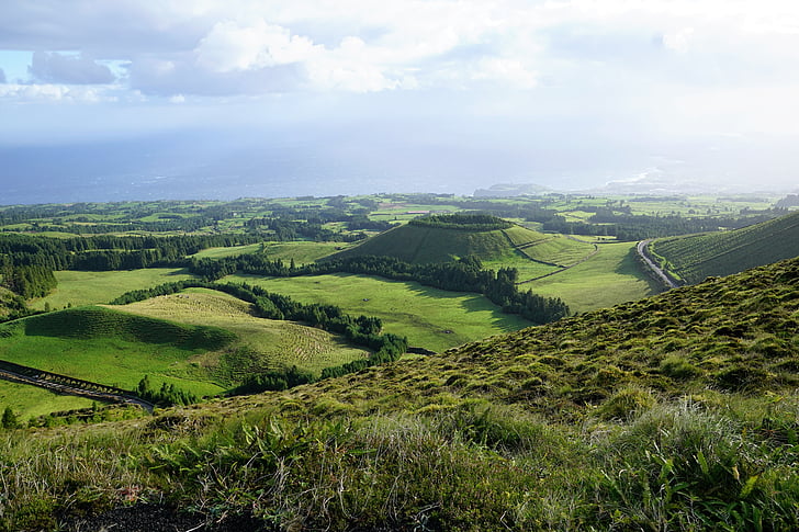 Açores, Portugal, nature, Sky, vert, paysage, Atlantique