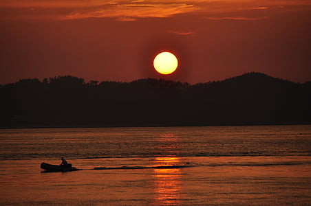 Glow, République de Corée, coucher de soleil, Entebbe, nature, mer, eau