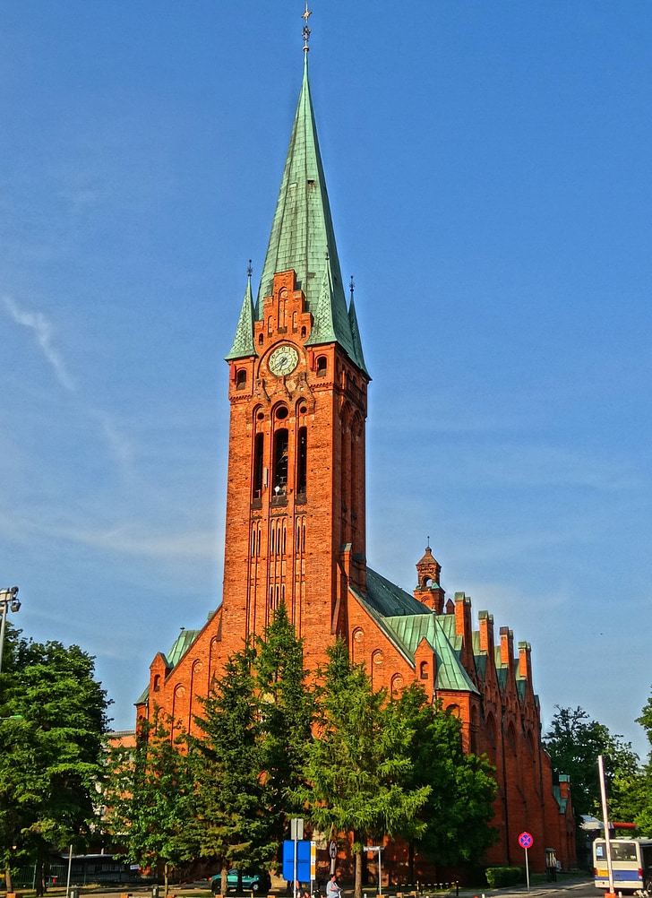 Saint andrew bobola, kyrkan, Bydgoszcz, Polen, arkitektur, byggnad, religiösa