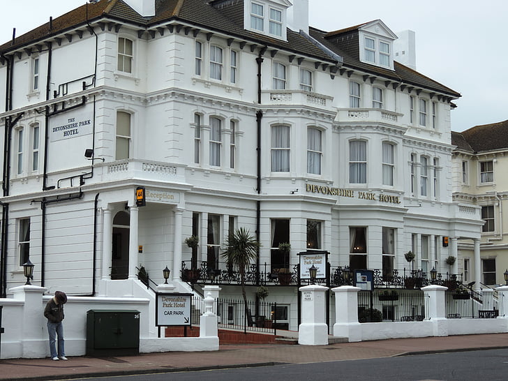 a Hotel, épület, a Devonshire, Park hotel, Eastbourne, keleti, Sussex