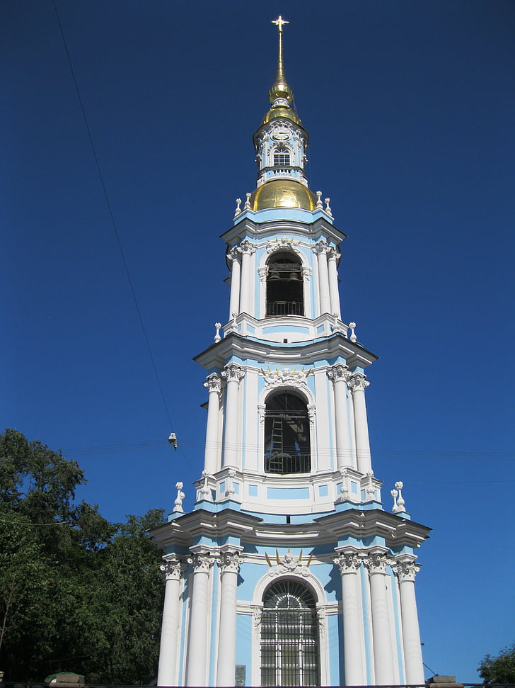 Saint nicolas kirken st, Petersburg Russland, kirke, arkitektur, katedralen, kristne, tårnet