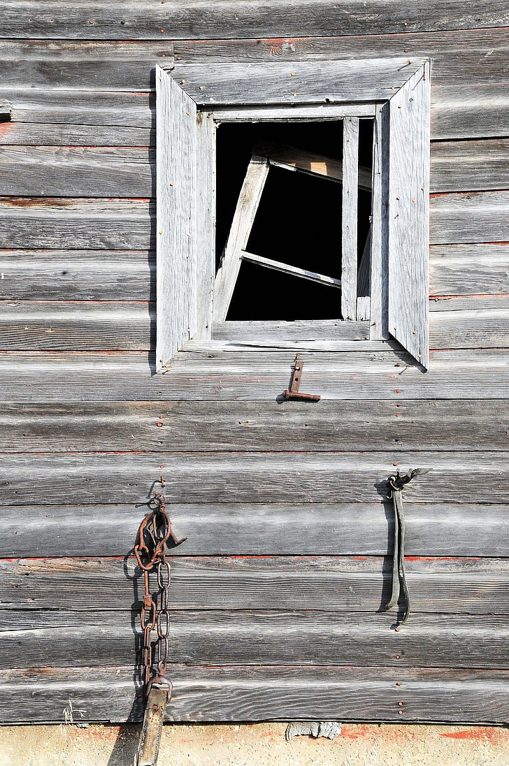 fenêtre de, Grange, ferme, Rustic, Weathered, bâtiment