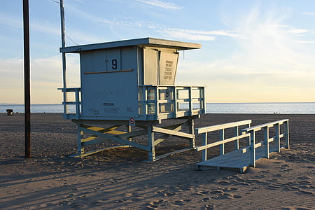 strand, Santa monica, Californië, Stille Oceaan, landschap, kust, badmeester