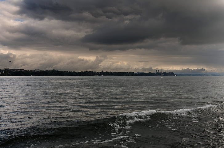 lake constance, storm, dramatic, atmosphere, sky, weather mood, forward