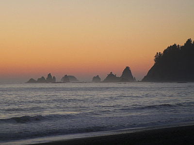staurene, solnedgang, Washington, hav, sjøen, stranden, Seascape