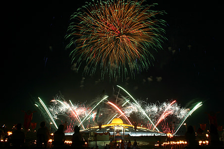 dhammakaya παγόδα, γιορτή, πυροτεχνήματα, Ναός, ο Βουδισμός, Ταϊλάνδη, Wat