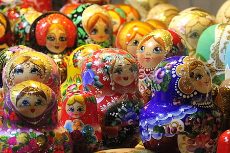Krakov, Polonia, negozio di souvenir, bambole, colorato, tradizionale, mestiere