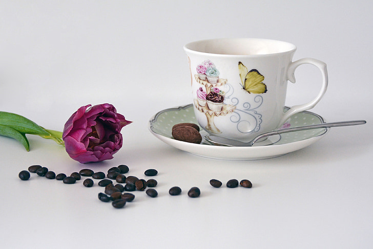 coffee, coffee cup, good morning, drink, break, food, tulip