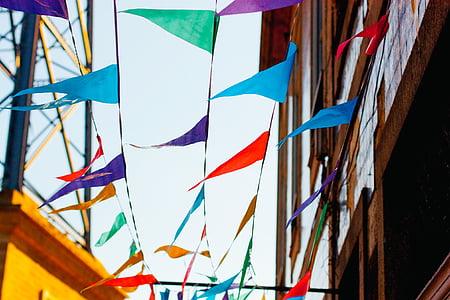 värikäs, flaglets, rakennus, Festival, juhla, perinne, lippu