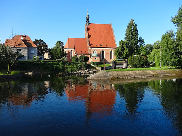 Bydgoszcz, Nhà thờ, bờ sông, Nhà thờ, mặt tiền, tôn giáo, xây dựng
