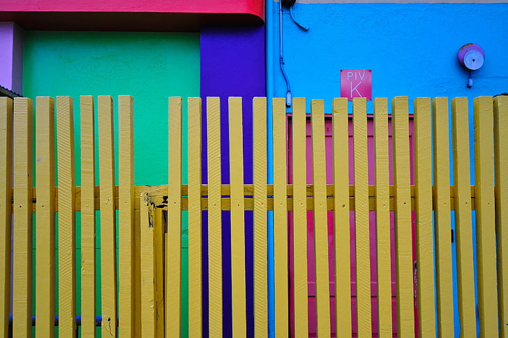 gul, træ, hegnet, hus, hjem, City, Urban