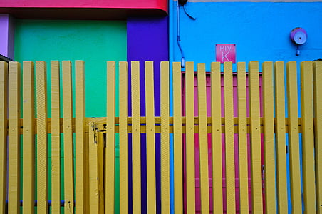yellow, wooden, fence, house, home, city, urban