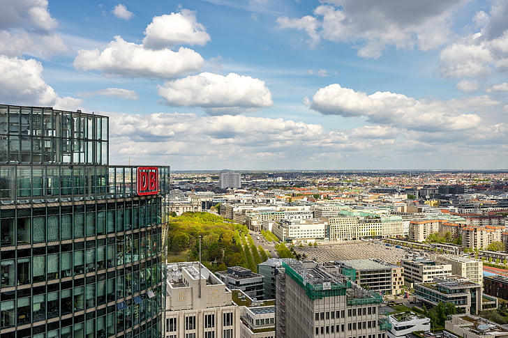 Berlin, panoráma, Potsdam hely, tőke, felhőkarcoló, Kollhoff-torony, Nézőpont