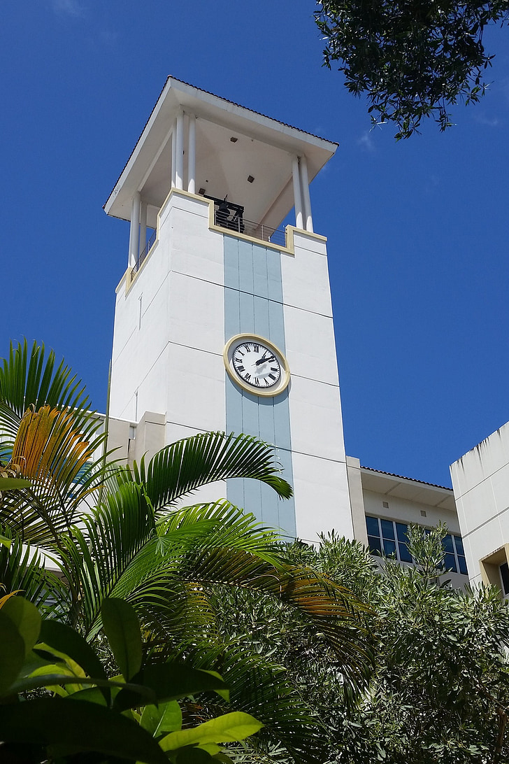 carillon, bell tower, clock, tower, upward, buildings, puerto rico