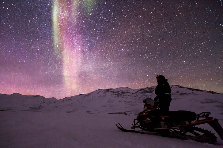 motos de neu, Aurora, aurores, del nord de llum, moto, neu, aventura de gel