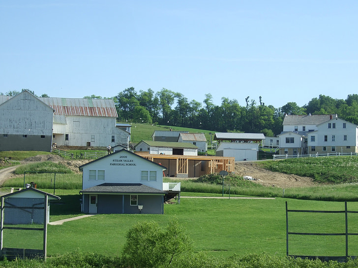 Amish, hus, landlig, land, Holmes, Ohio, utendørs
