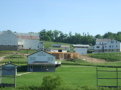 Amish, maisons, rural, pays, Holmes, Ohio, en plein air