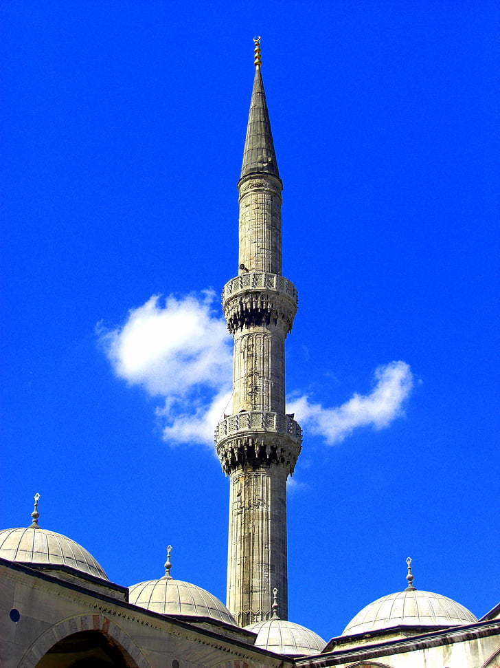 cel, blau, minaret de la, Mesquita, núvol, l'Islam, Istanbul