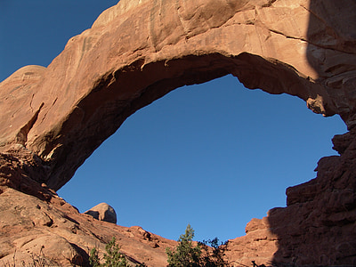 Arch, norr fönster, Arches nationalpark, stenvalv, Moab, Utah, landskap