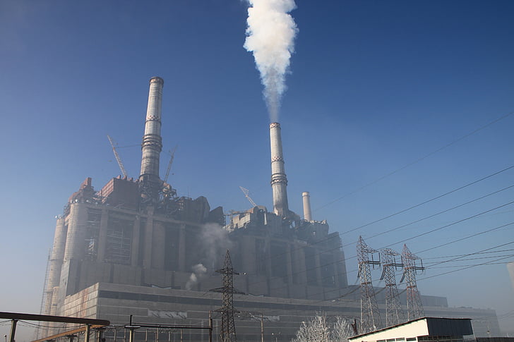 石炭, 電気, エネルギー, 工場, 電源, 煙, 吹き出す