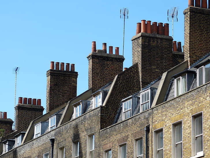 cerobong asap, atap, rumah, perapian, Kota, Inggris, London