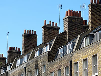 chaminé, telhado, Casa, lareira, cidade, Inglaterra, Londres