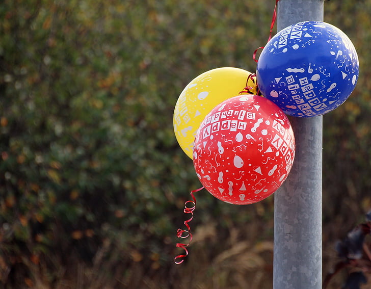 gimtadienis, balionas, su gimtadieniu, spalvinga, balionai, šalis, šventė